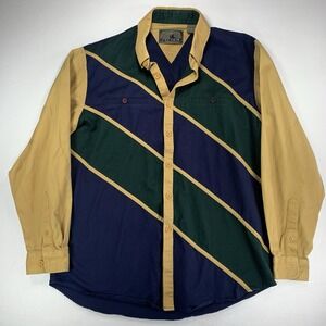 VTG 90s Spindle River Men's L Shirt Western Cowboy Rodeo Color‎ Block *Flaw*